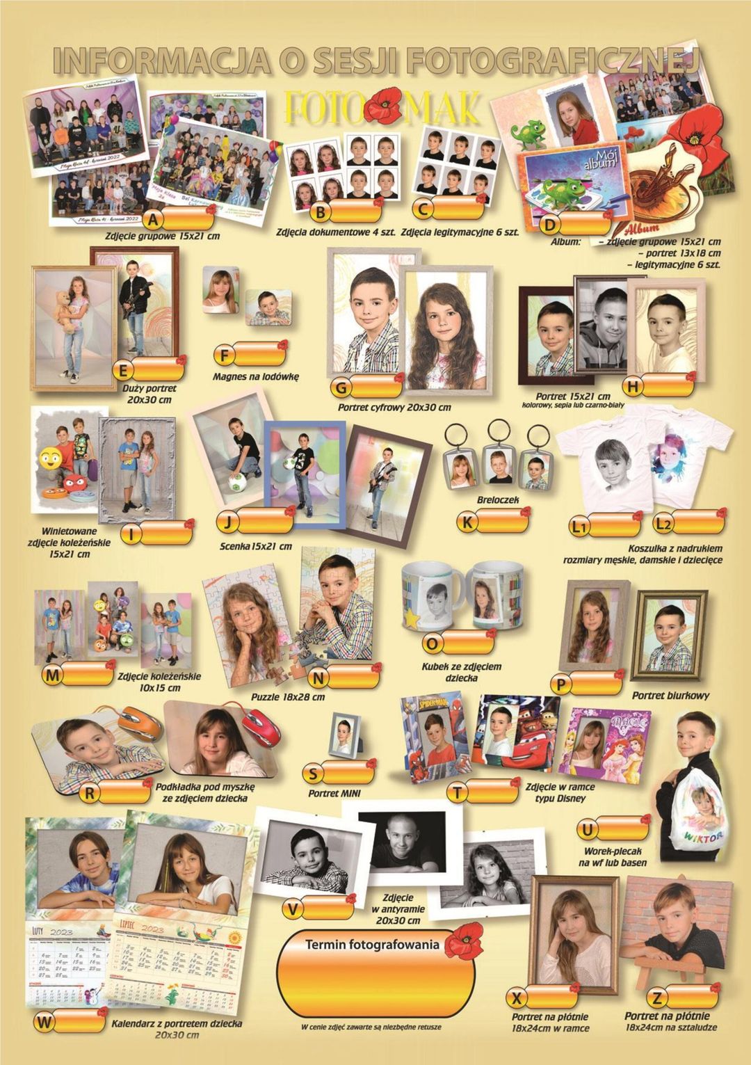 oferta fotograficzna firmy FOTOMAK 2023 r.