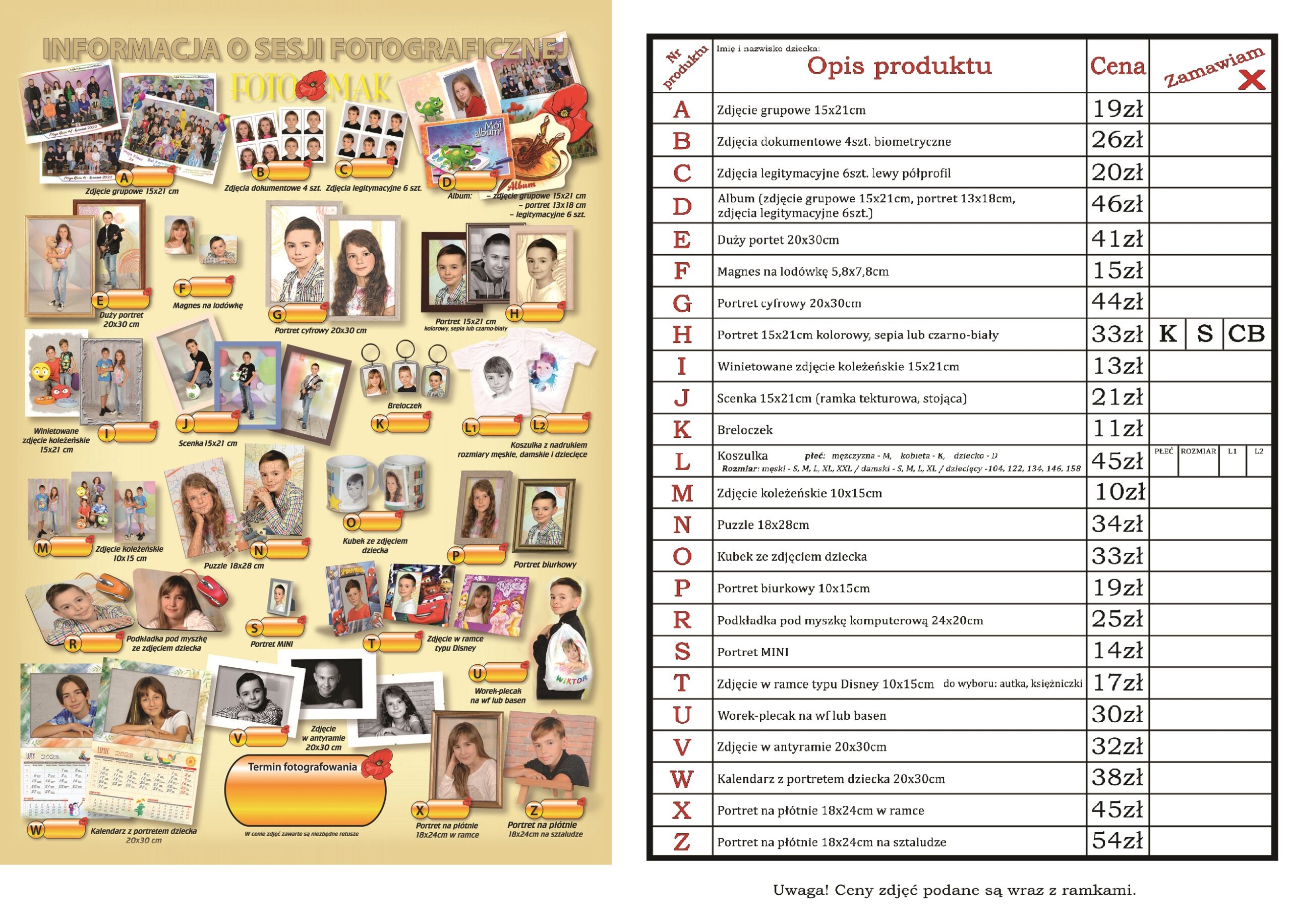 oferta fotograficzna firmy FOTOMAK 2025 r.